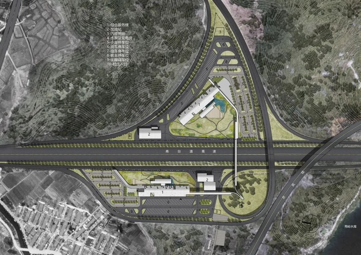 BIM建筑|瞬间公园 INSTANT PARK：甬台温高速公路改扩建工程院桥服务区设计方案 / 也似建筑