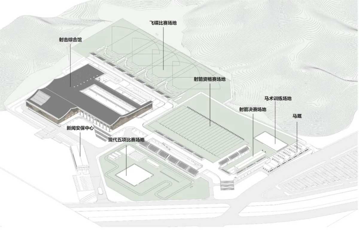BIM建筑|富阳银湖体育中心:亚运射击射箭现代五项馆 / 浙江大学建筑设计研究院