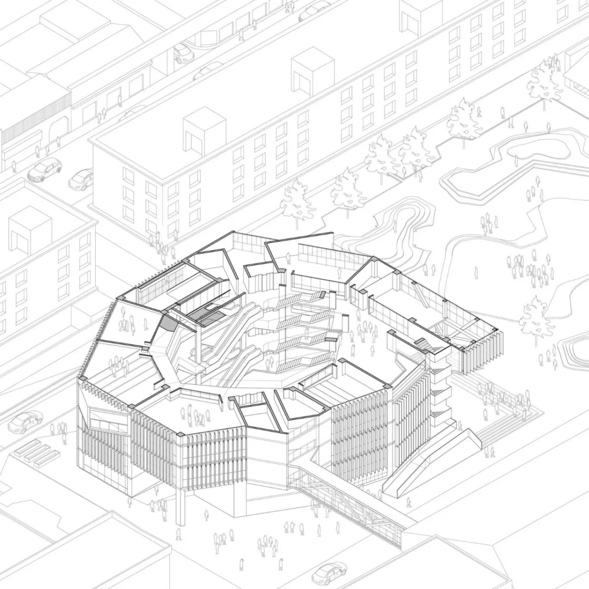 BIM建筑|楼梯漫步，圣地亚哥大学商业与经济学院 FAE / Marsino Arquitectura