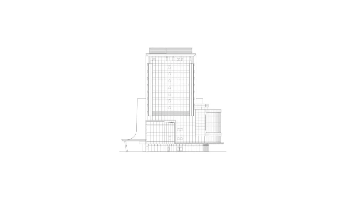 BIM建筑|上海新虹桥灿辉希尔顿五星级酒店：一幅展现流线与速度感的立面画卷 / 三益建筑