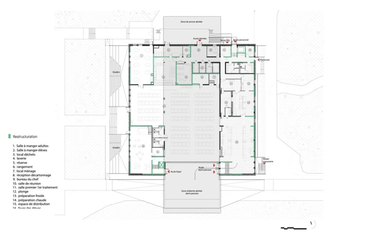 BIM建筑|Joliot-Curie 学校餐饮服务和学校生活中心 / Ateliers O-S architectes