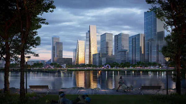 BIM建筑|BIG在深圳设计两座棱柱形超高层