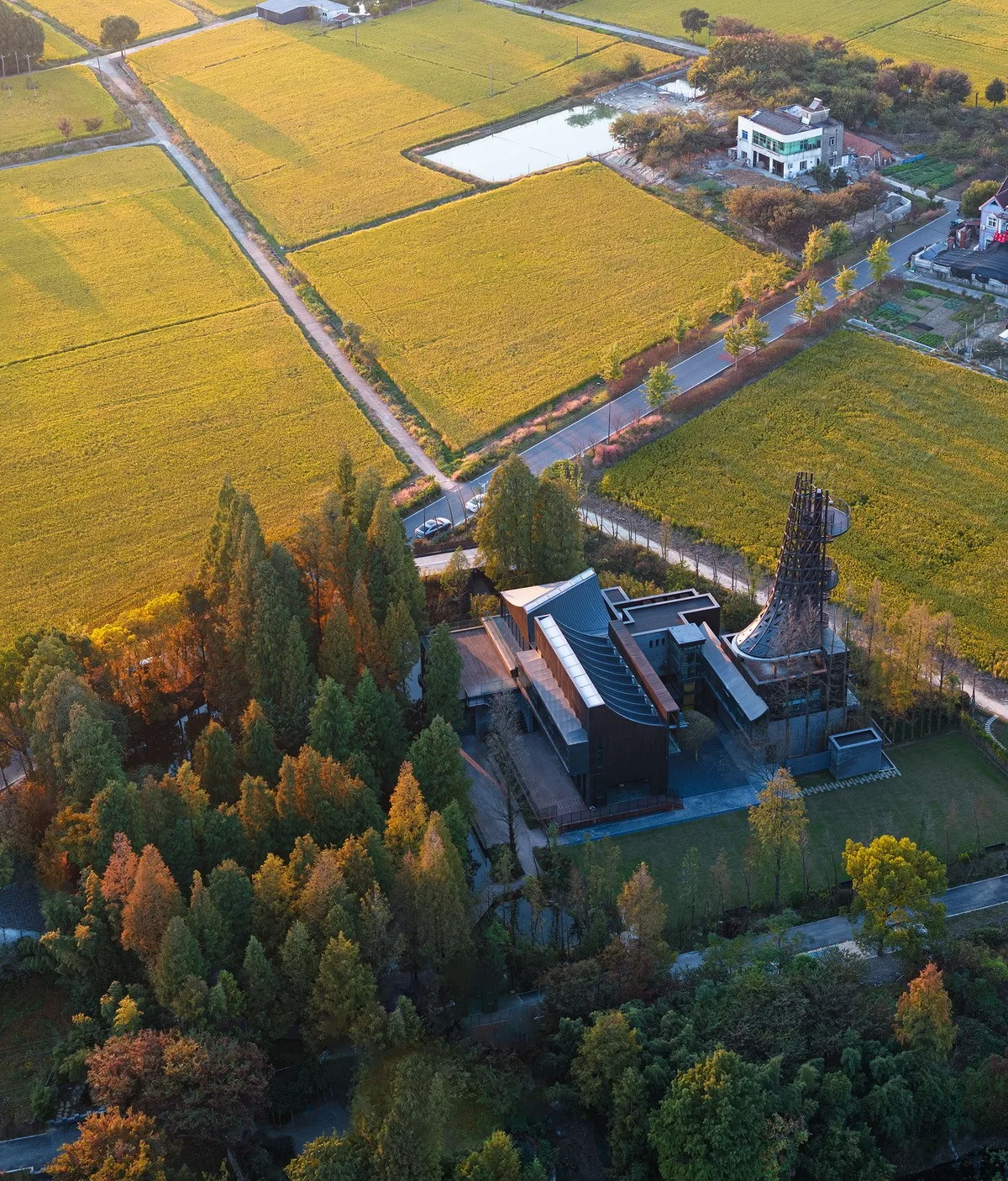 BIM建筑|桐乡濮院红旗漾杉林部落共享餐厅 / 上海严旸建筑设计工作室