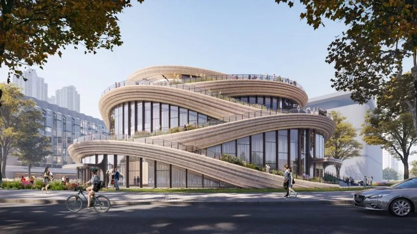 BIM建筑|赫斯维克设计“丝带”包裹的上海展厅