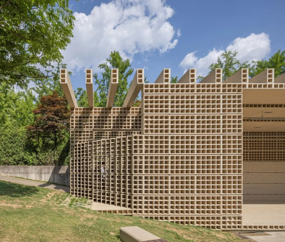 BIM建筑|生态矩阵，呼吸网亭 / Soltozibin Architects