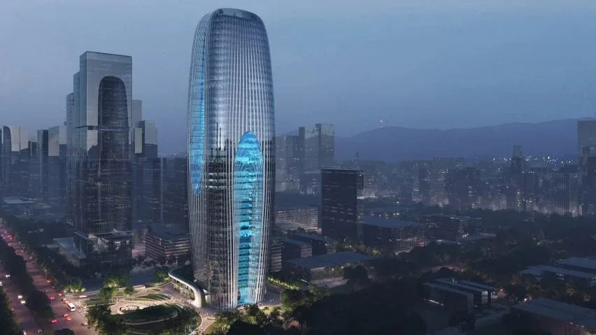 BIM建筑|扎哈工作室为西安超高层设计“山边瀑布”