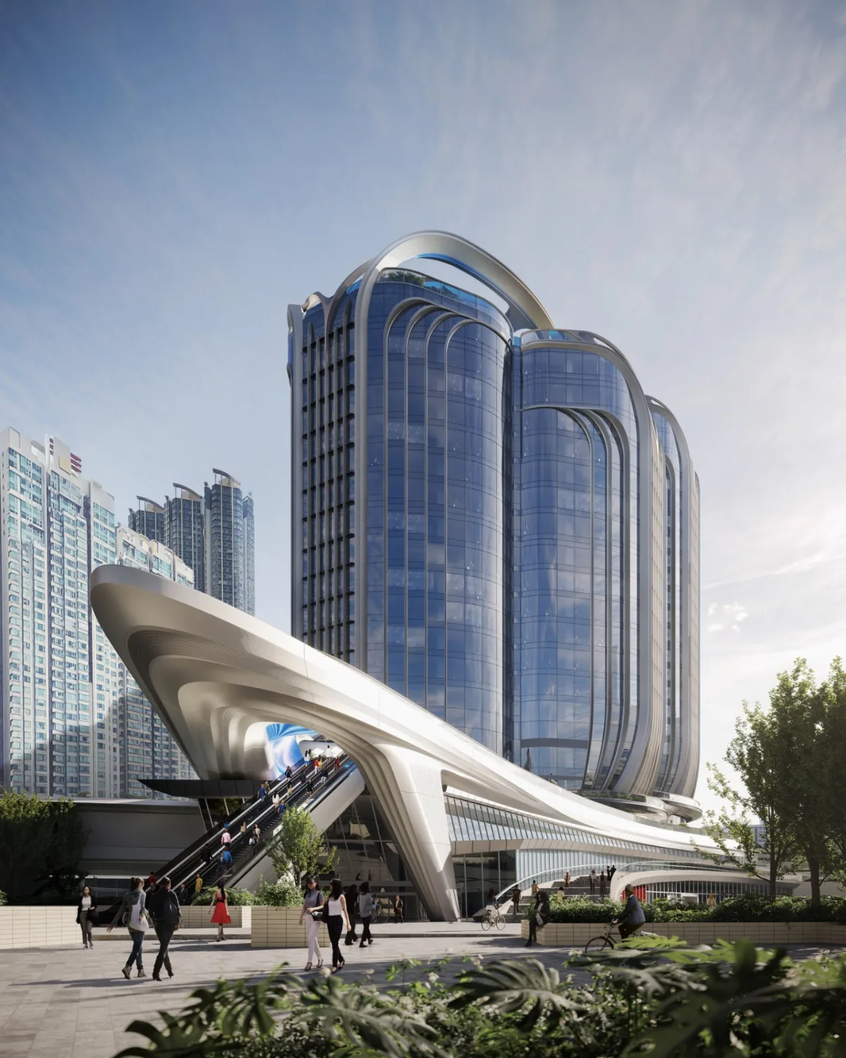 BIM建筑|香港西九龙高铁总站上盖方案 / 扎哈·哈迪德建筑设计事务所