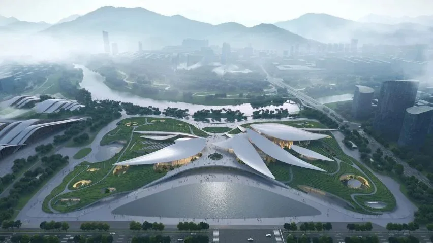 BIM建筑|MAD为安吉文化艺术中心设计竹叶屋顶
