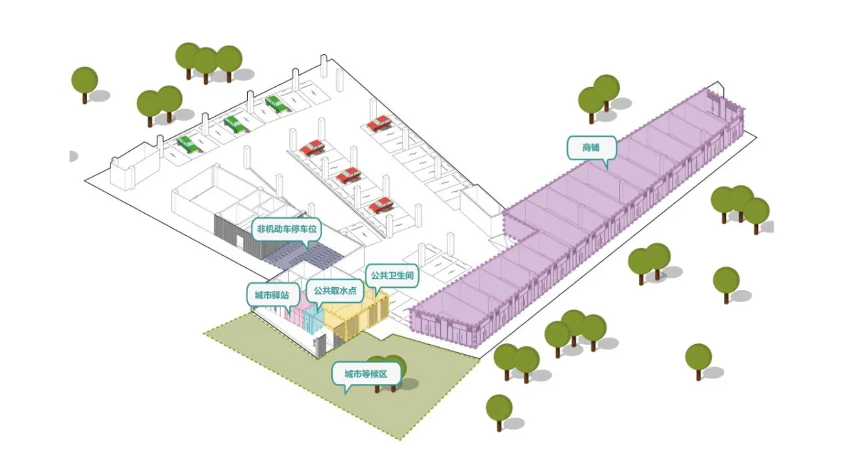 BIM建筑|洪梅镇中心区停车楼：小镇“边角地”的重生 / 森磊国际
