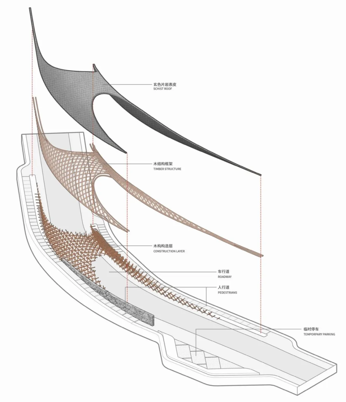 BIM建筑|上天入地：下岩贝穿云编木隧&腾云气象环 / 朱培栋-line+建筑事务所