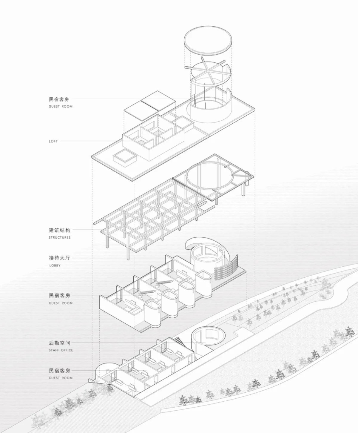 BIM建筑| 长沙岛橘子湾民宿 / 平介设计