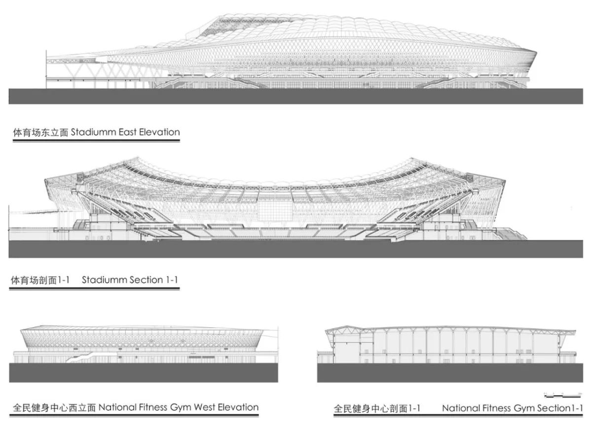 BIM建筑|襄阳全民体育运动中心 / 中南建院墨水尺工作室