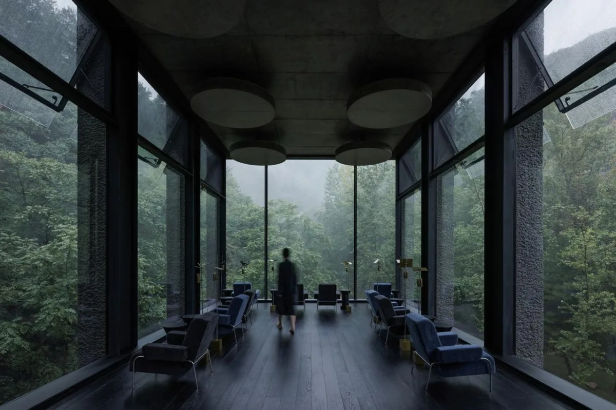 BIM建筑|雾灵山眼石汤泉，林中仪器 / 直向建筑