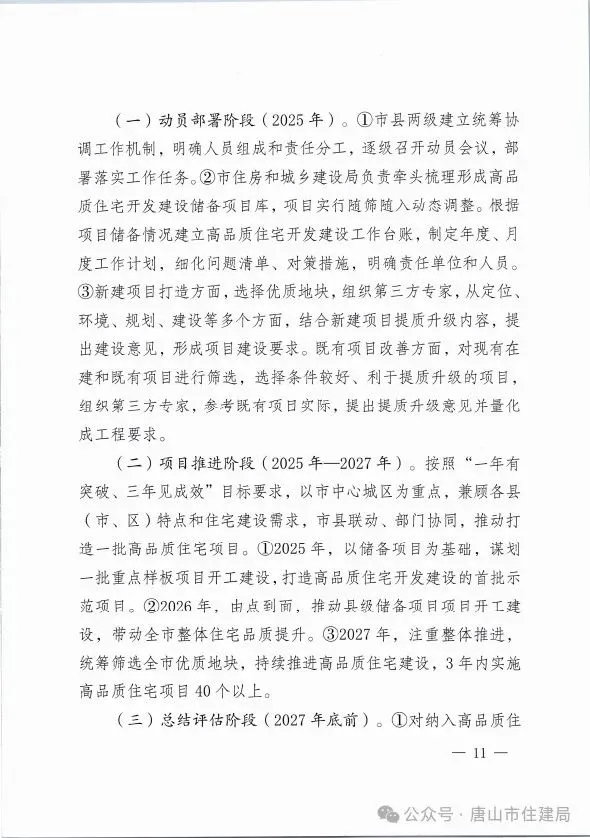 装配式政策|市住建局等九部门关于印发《唐山市高品质住宅开发建设实施方案（试行）》的通知
